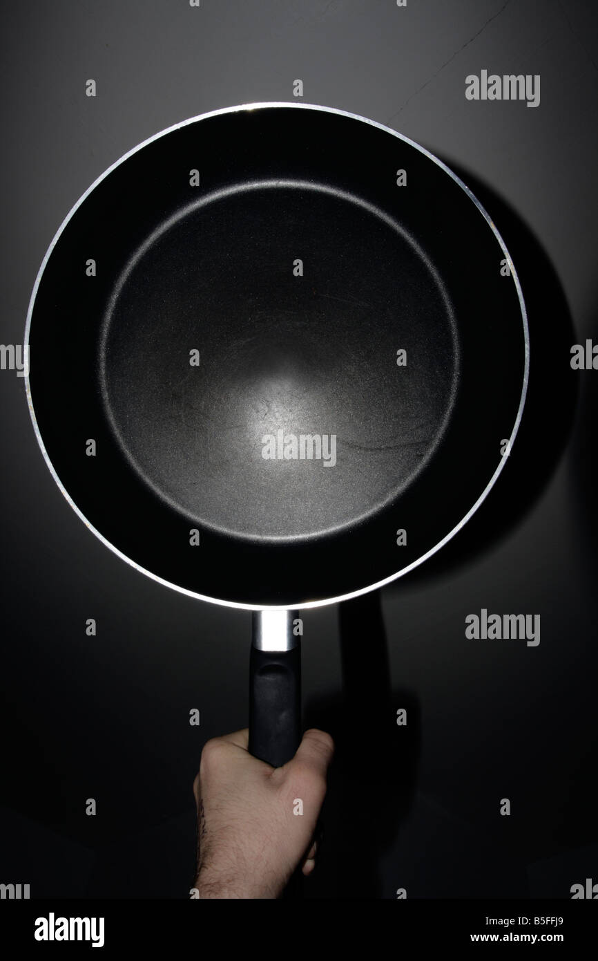 Teflon skillet held vertically Stock Photo - Alamy