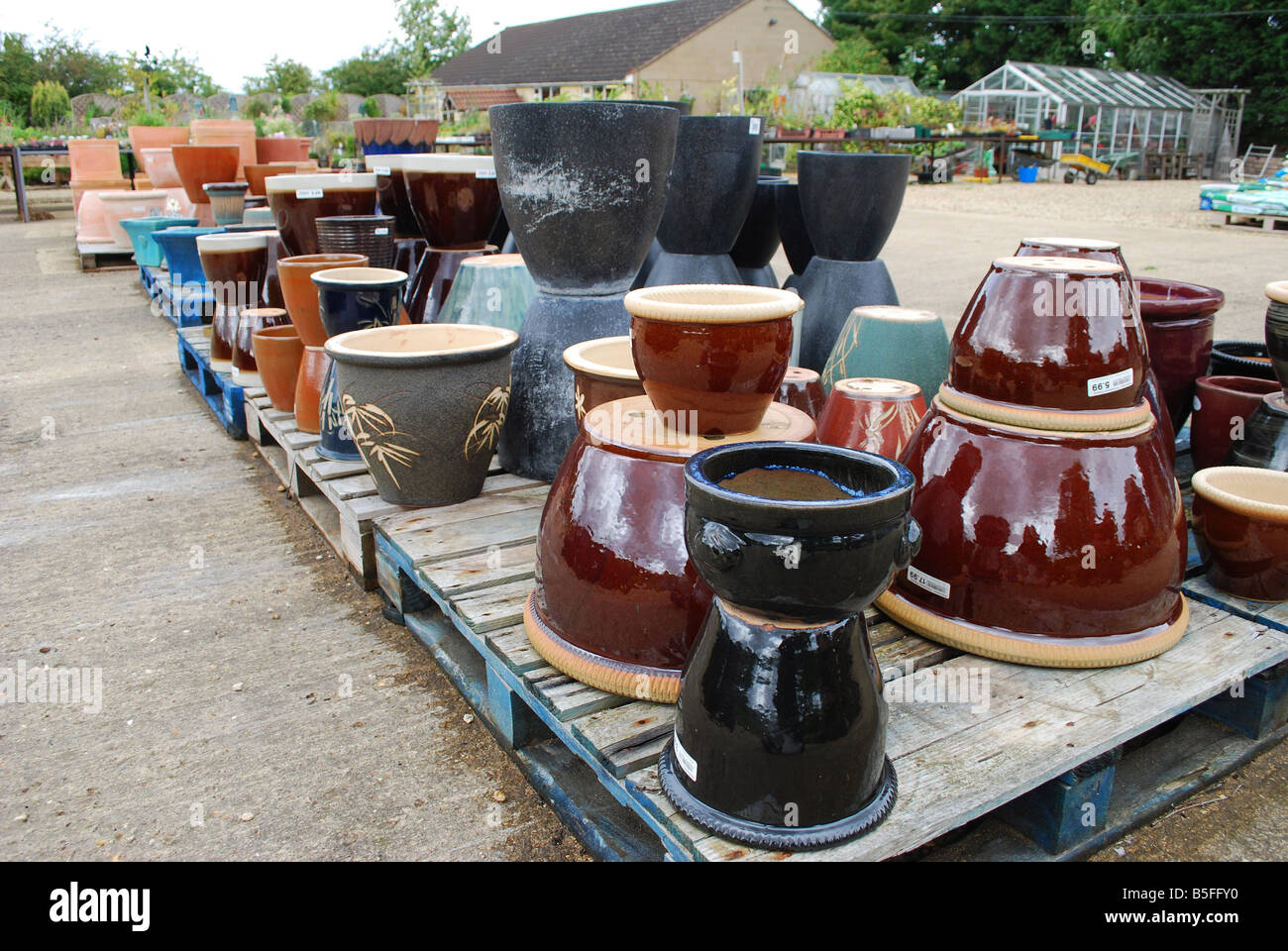 Collection Of Large Bowls And Vases And Urns At A Garden Center