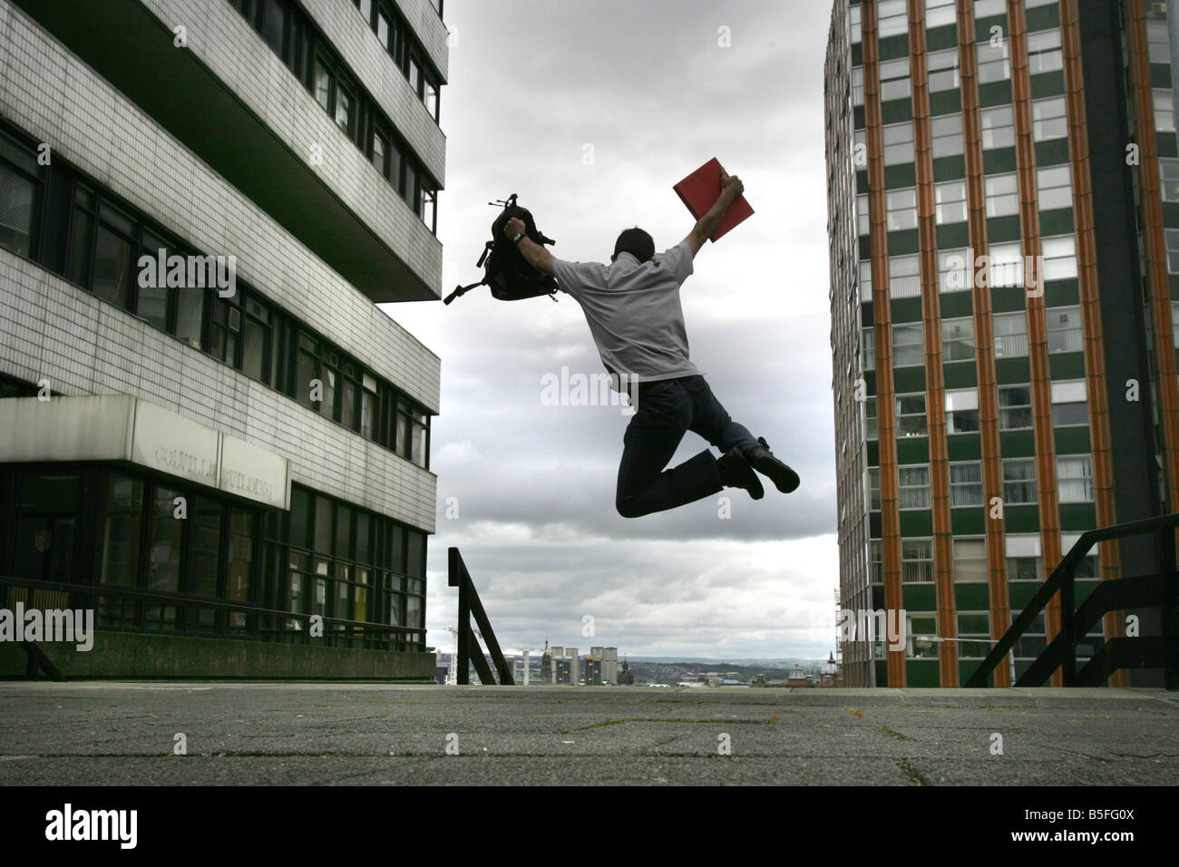 General View of a student celebrating at Strathclyde University in Glasgow, Scotland Stock Photo