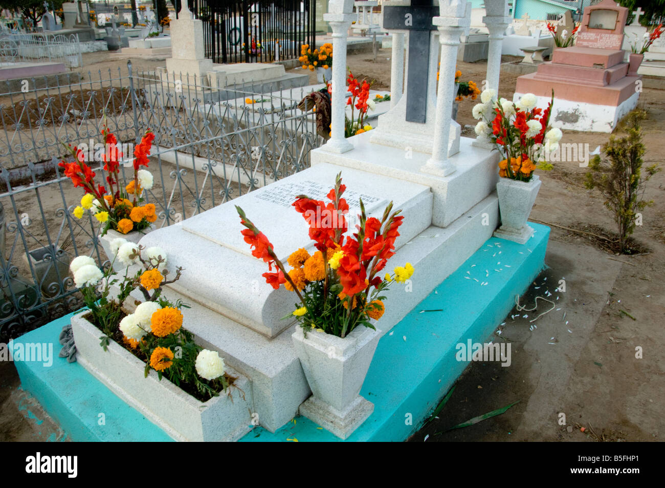 Day of the Dead in Tijuana, Mexico cemetery Stock Photo