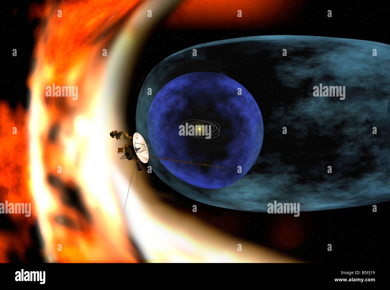 Voyager 2 spacecraft studies the outer limits of the heliosphere. Stock Photo