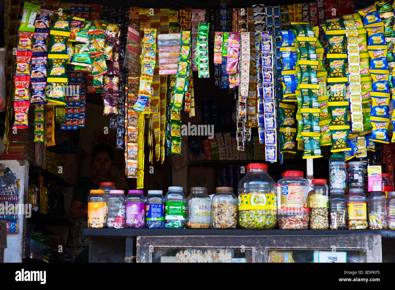 Indian village shop. Puttaparthi, Andhtra Pradesh, India Stock Photo