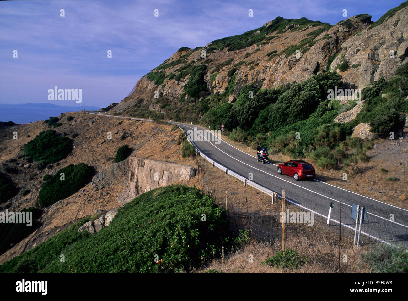 Panoramic street behind Bosa Marina and Alghero, Sardinia coast, Italy Stock Photo