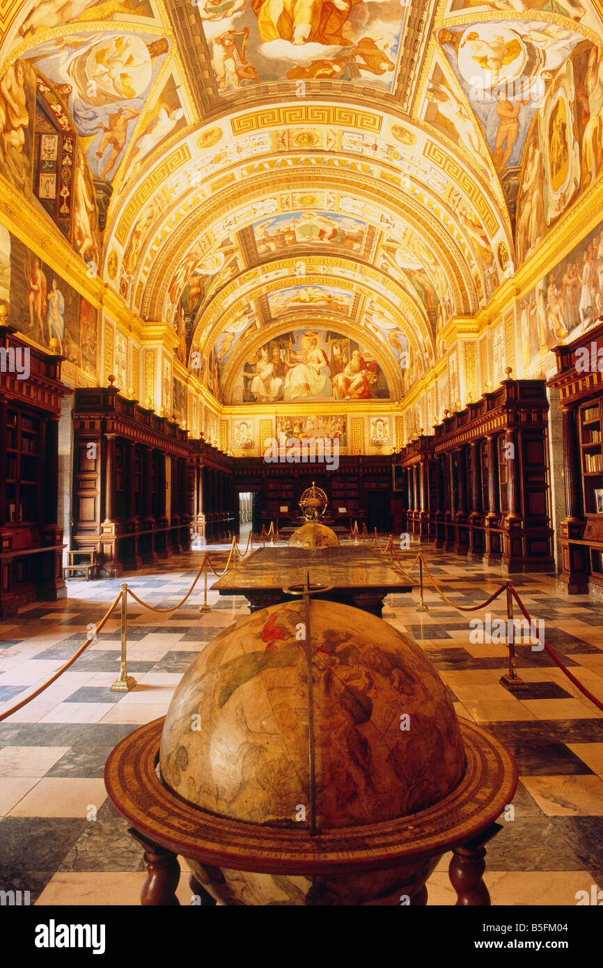 Spain - Madrid - El Escorial - Royal Monastery of San Lorenzo - El Real Library Stock Photo