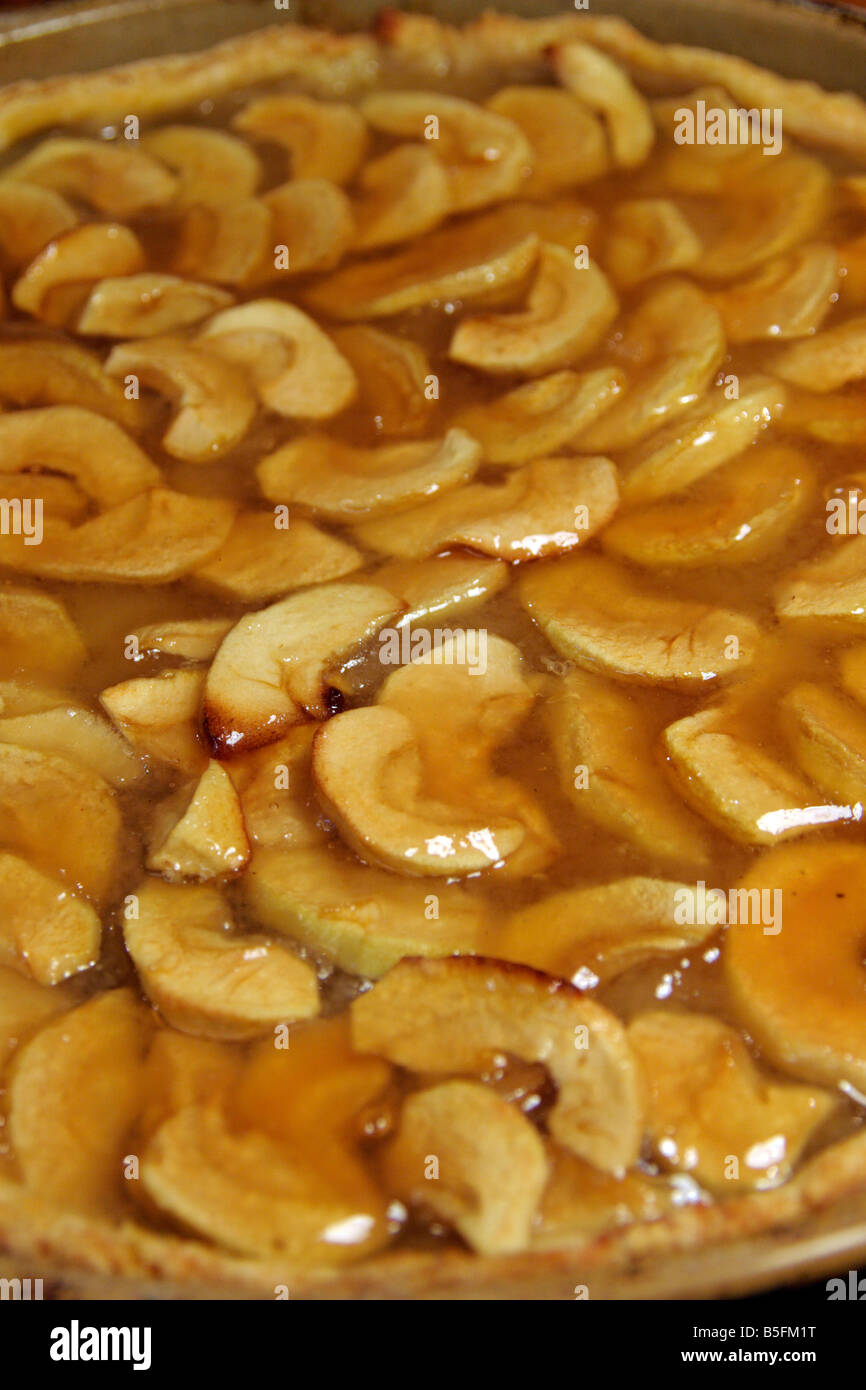 TARTE AUX POMMES TRADITIONAL APPLE TART IN THE FRENCH STYLE narrow depth of field Stock Photo