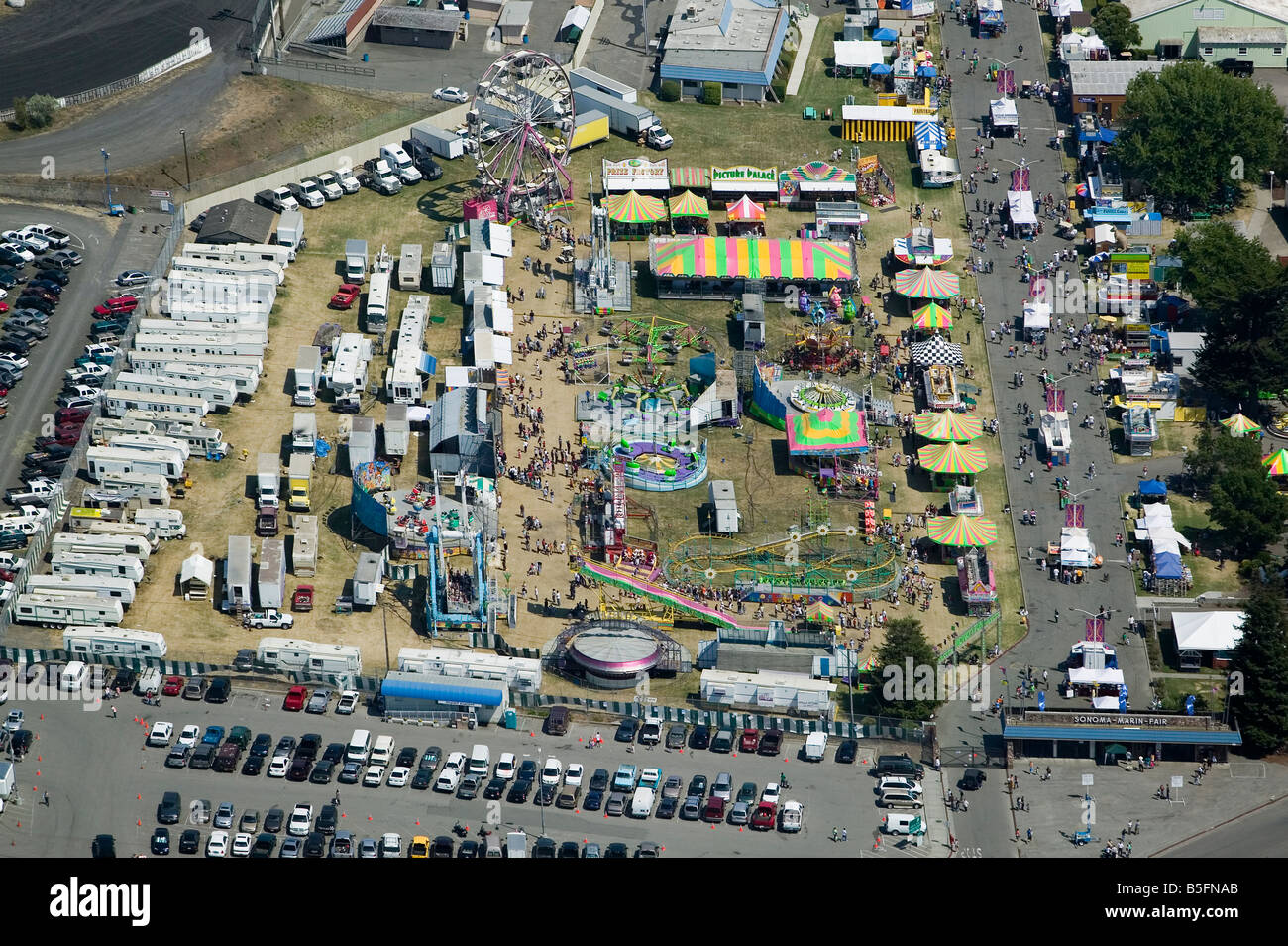 aerial view above Sonoma Marin county fair Petaluma California Stock Photo