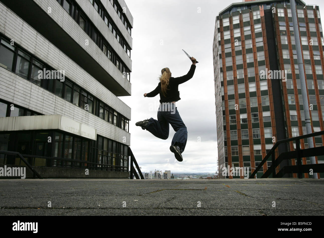 General View of a student celebrating at Strathclyde University in Glasgow, Scotland Stock Photo