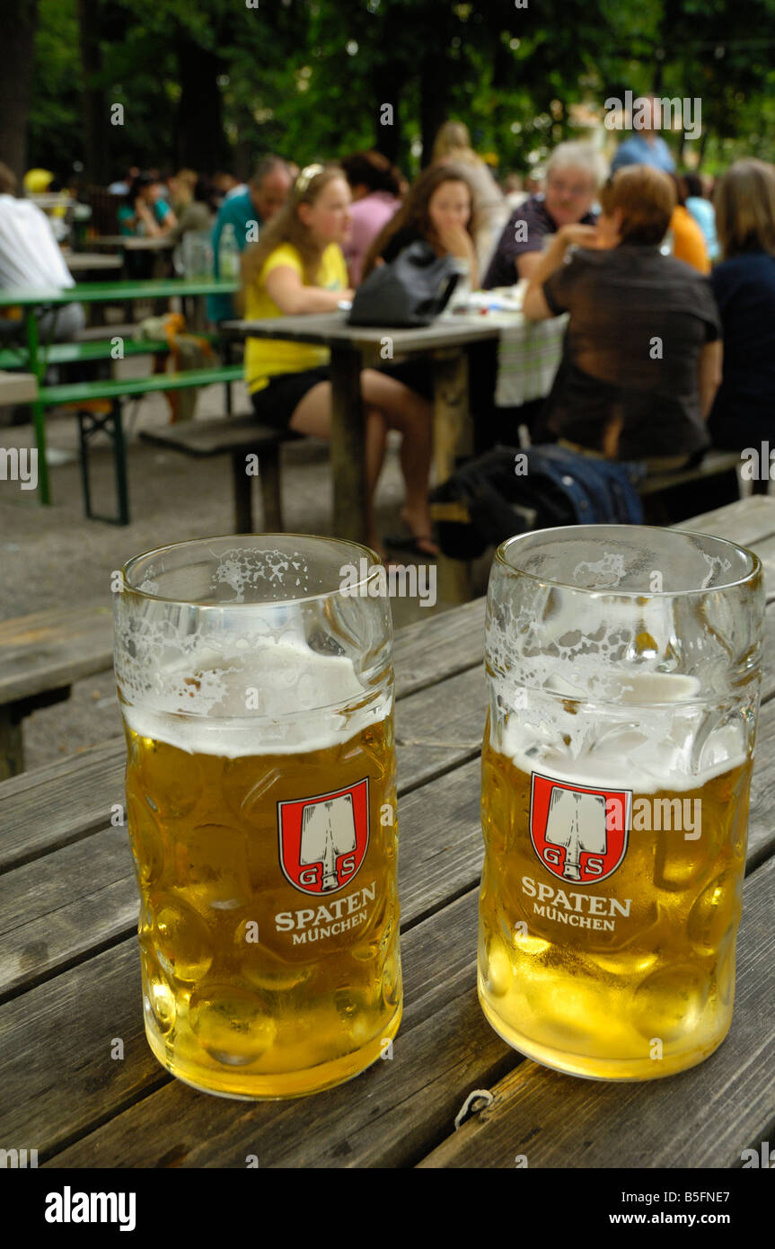 Beer Steins Taxisgarten Munich Beer Garden Bavaria Germany