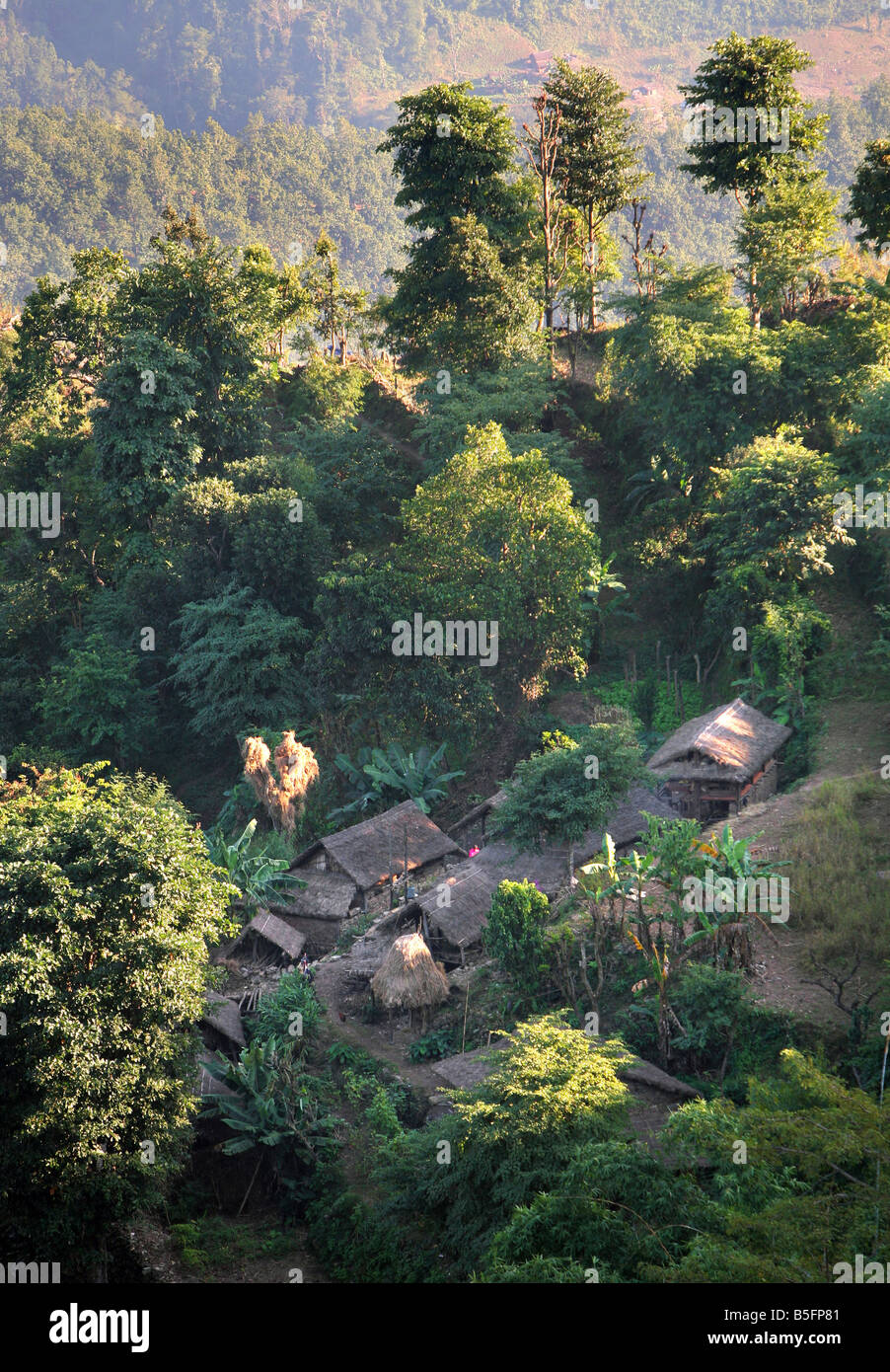 Nepal: village in the himalaya mountains Stock Photo