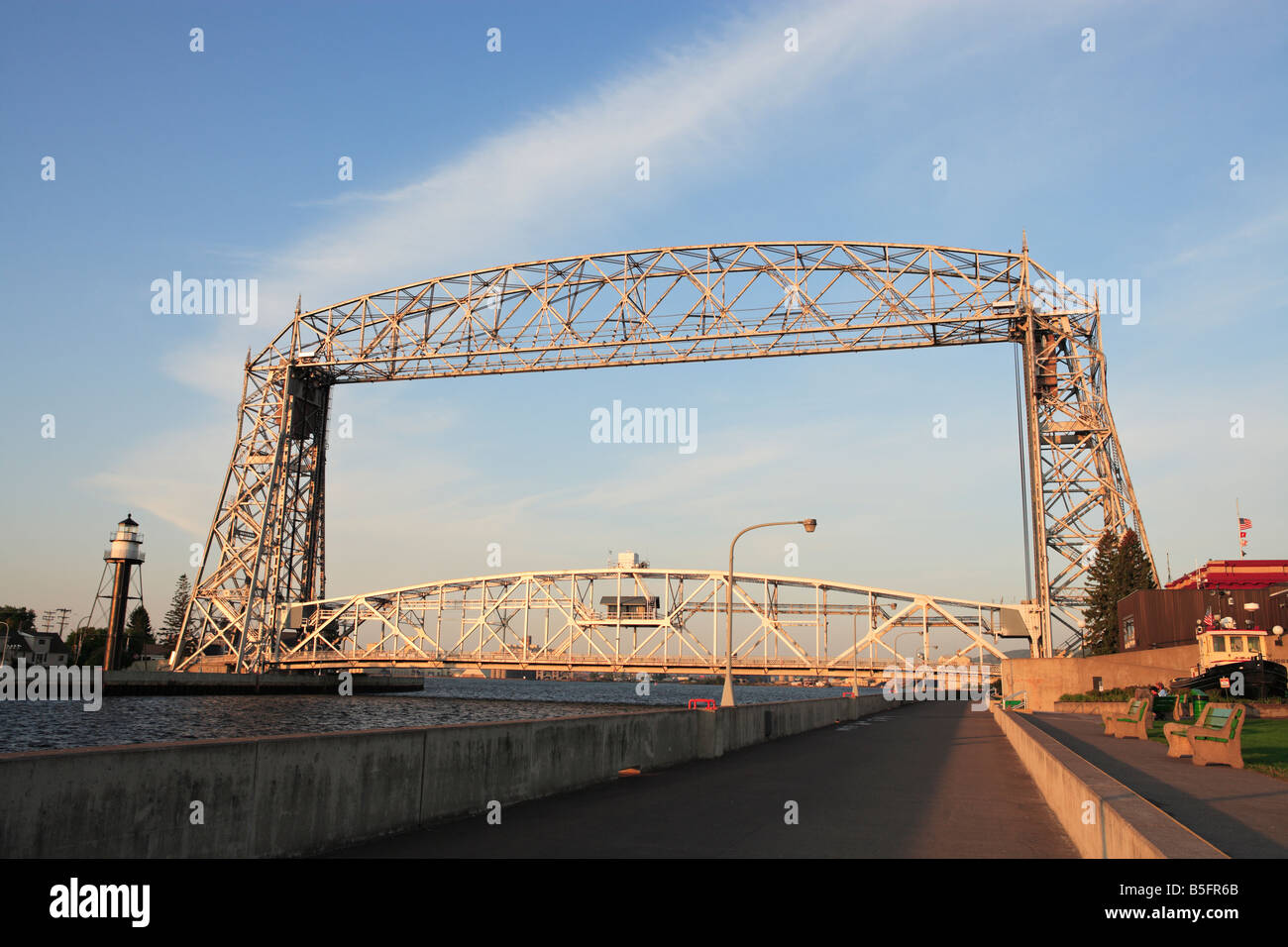 The landmark aerial lift bridge in Duluth, Minnesota. Stock Photo