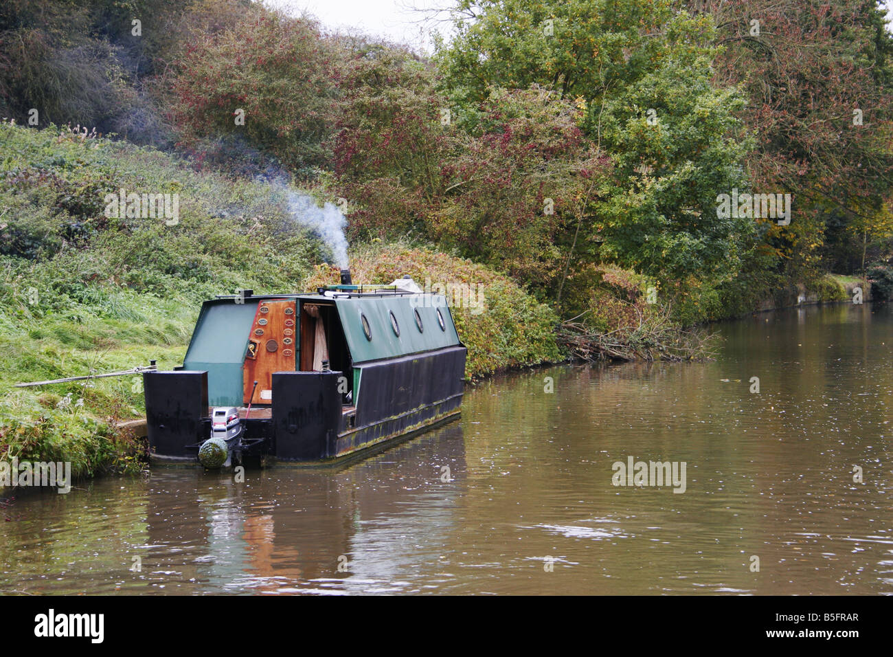 Narrowboat on the Grand Union Canal, Bedfordshire Stock Photo