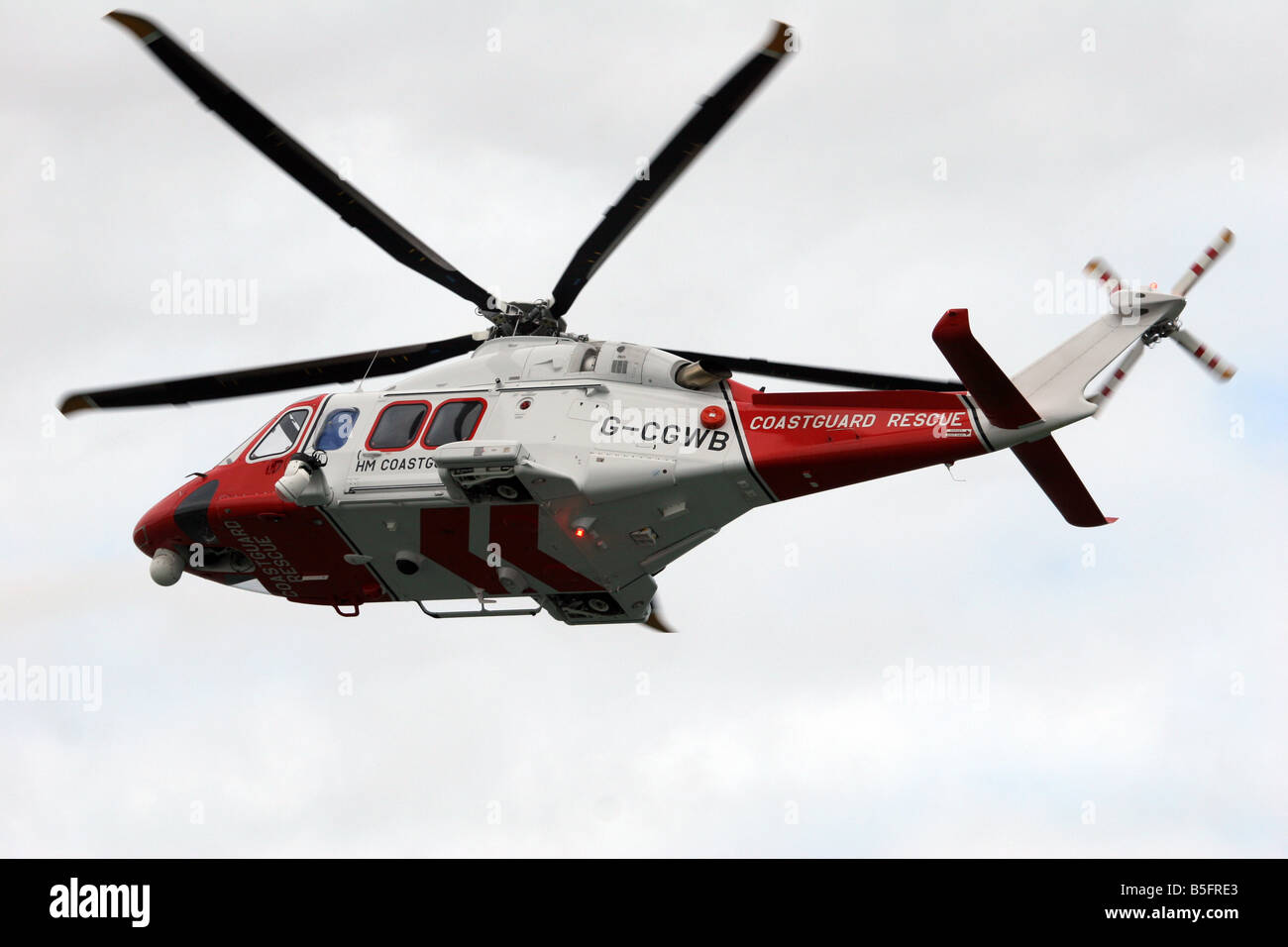coast guard helicopter over dorset Stock Photo