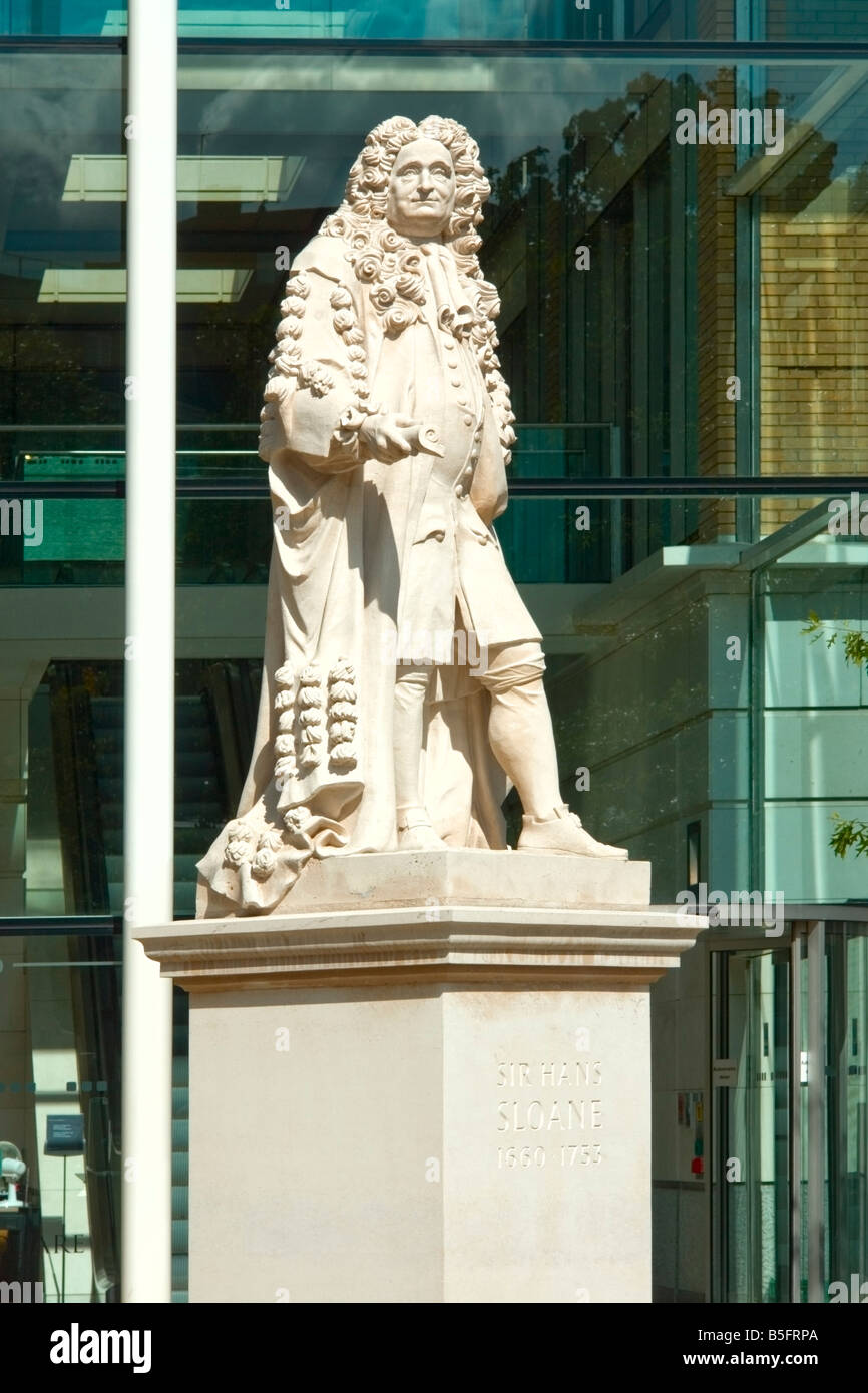 Statue of Sir Hans Sloane in Duke of York Square, Kings Road, Chelsea, London Stock Photo
