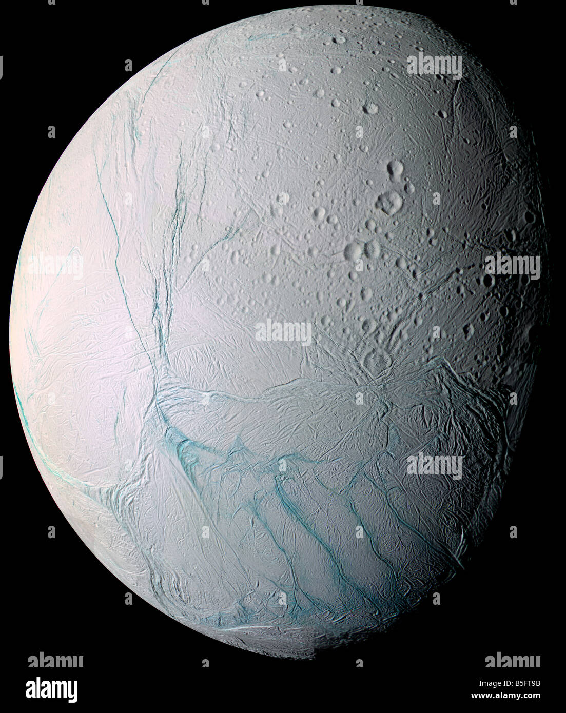 Saturn's moon Enceladus. Stock Photo