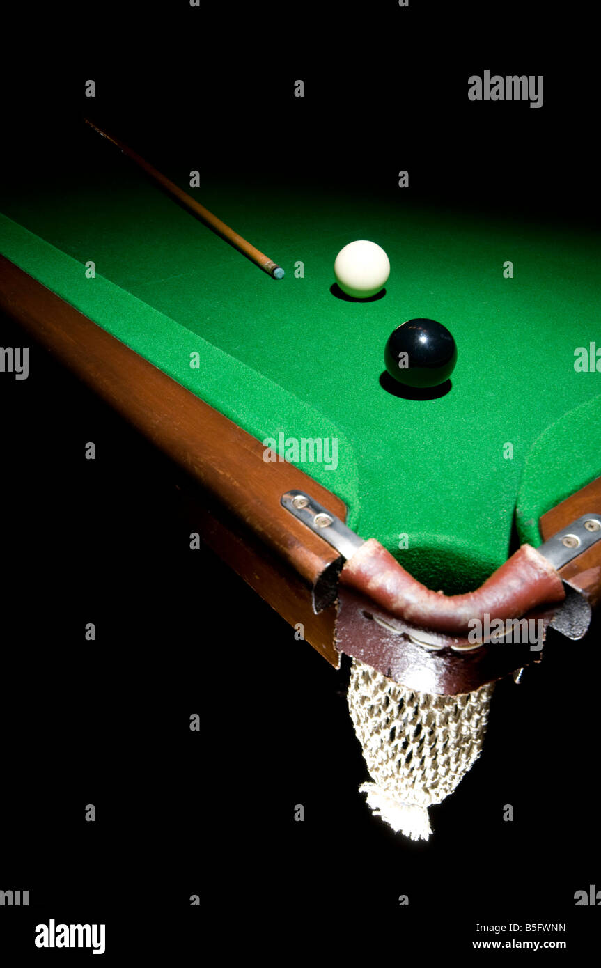 Black Ball Over Pocket Of Snooker Table Stock Photo - Alamy