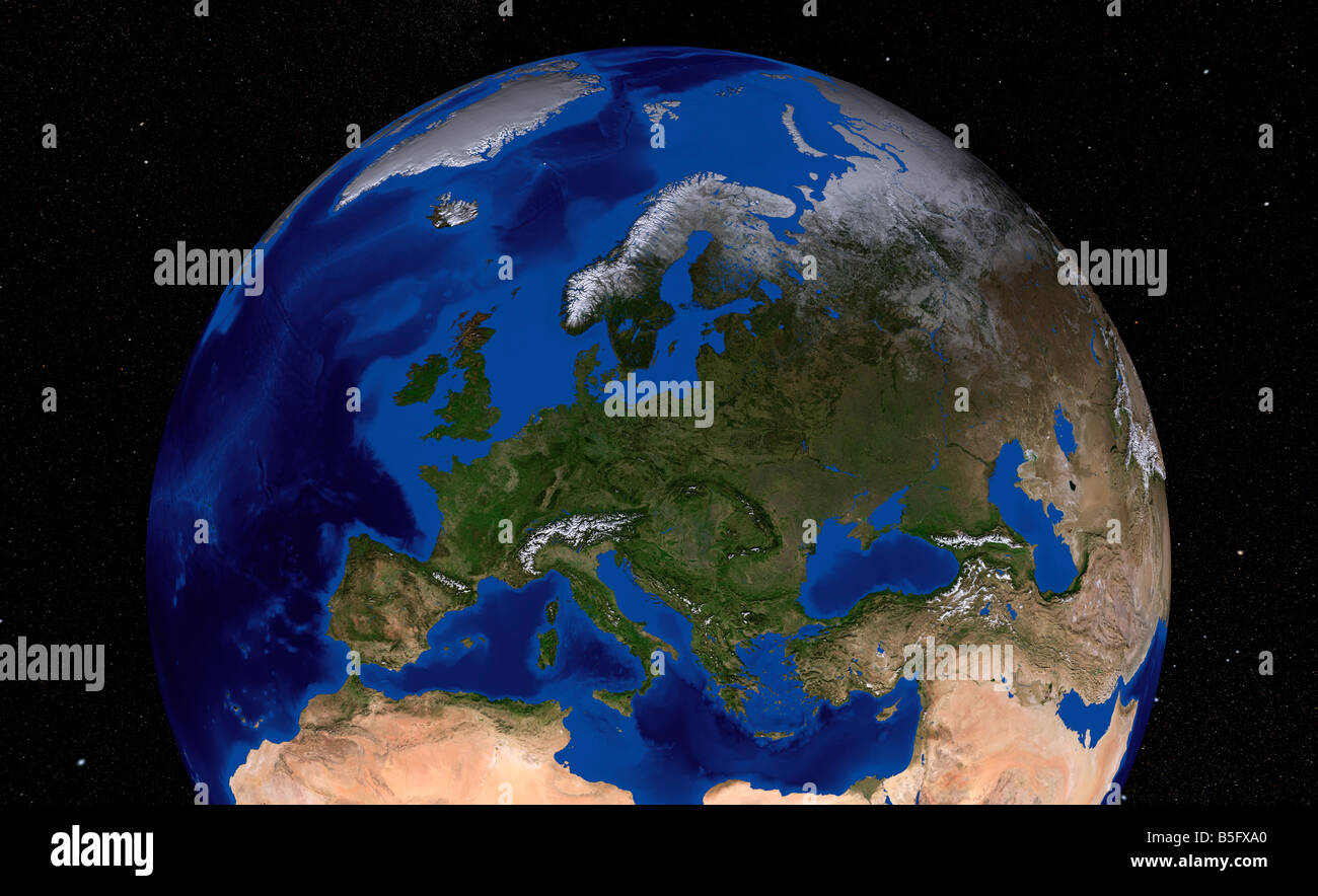 The Blue Marble Next Generation Earth showing a view Europe Stock - Alamy