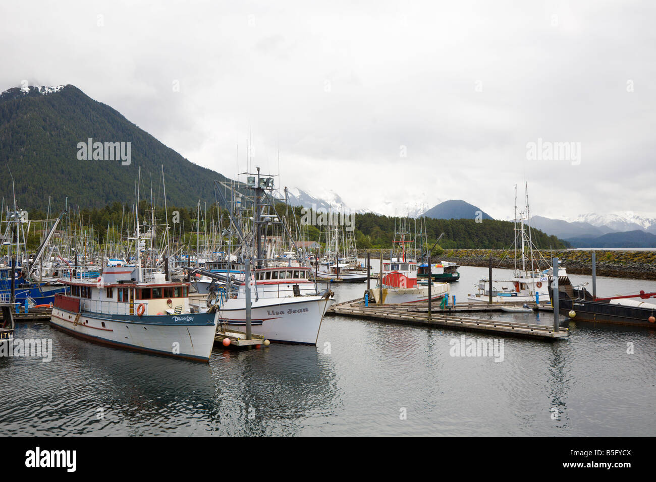 Commercial fishing boats in harbor at Sitka, Alaska. Stock Photo