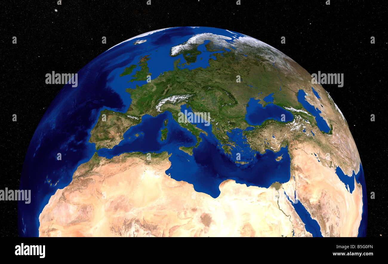 The Blue Marble Next Generation showing the Mediterranean Sea Stock Photo -  Alamy
