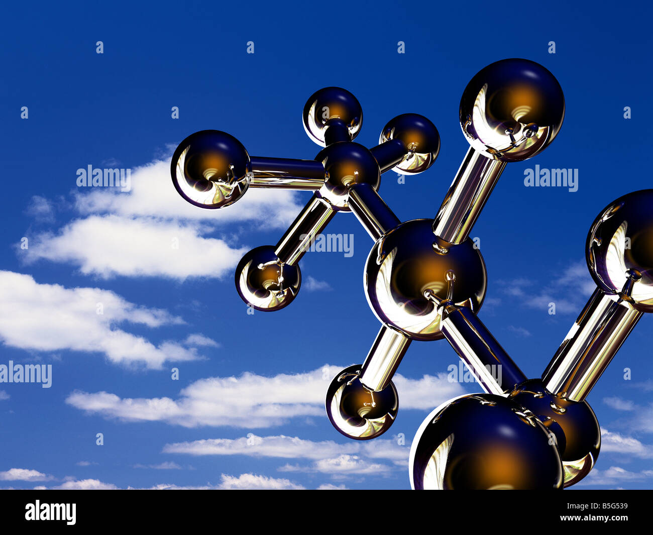 a lot of moleculesagainst the sky Stock Photo