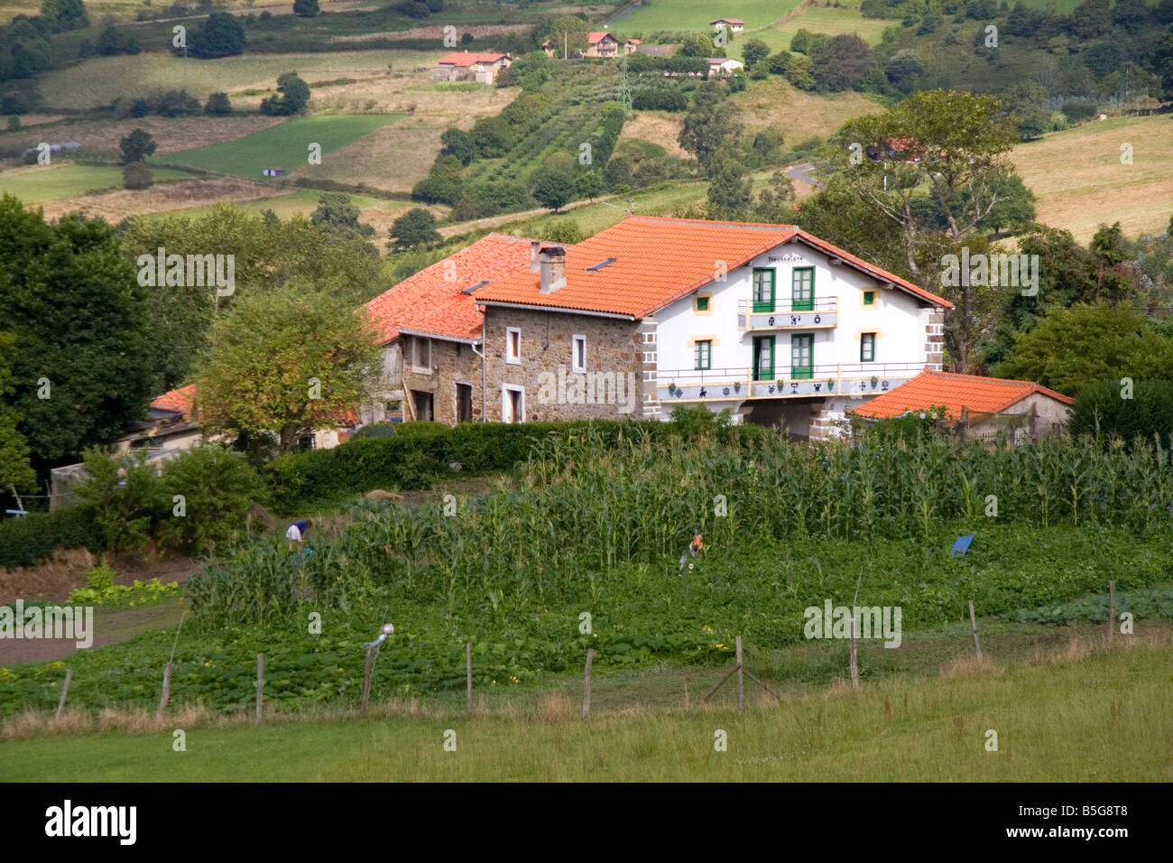Rural farm near the town of Bermeo in the province of Biscay Basque Country Northern Spain Stock Photo