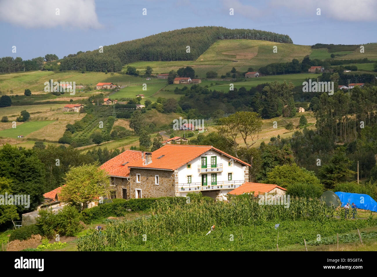 Rural housing near the town of Bermeo in the province of Biscay Basque Country Northern Spain Stock Photo