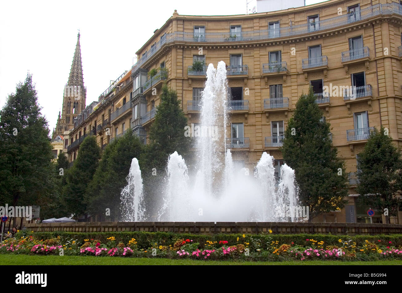 Water fountain in the city of Donostia San Sebastian Guipuzcoa Basque Country Northern Spain Stock Photo