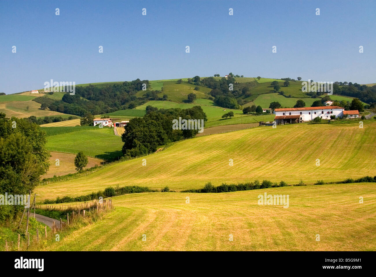Farmland near the village of Ainhoa Pyrenees Atlantiques French Basque Country Southwest France Stock Photo
