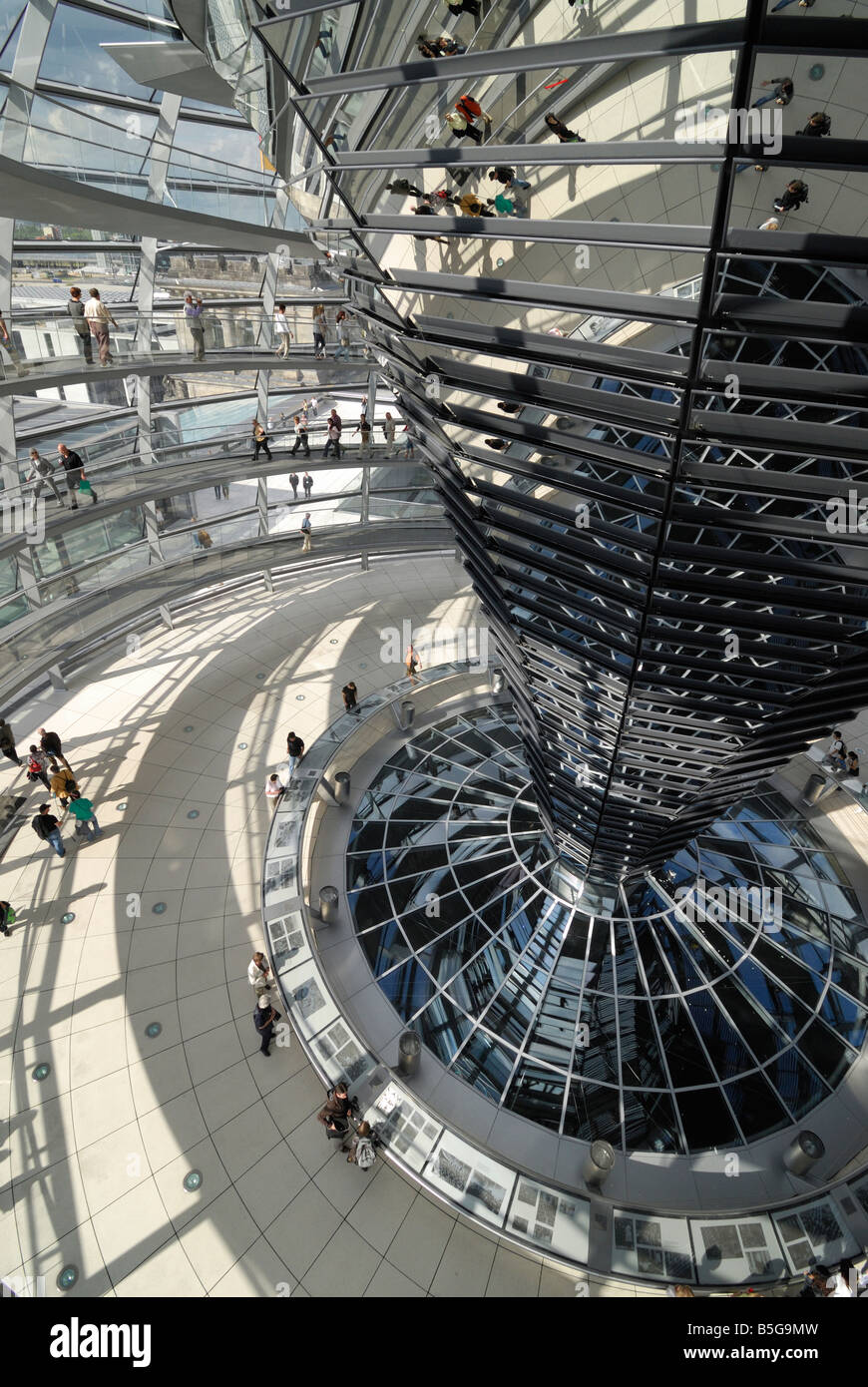 Inside of the glass dome of Reichstag building Berlin Germany Stock ...