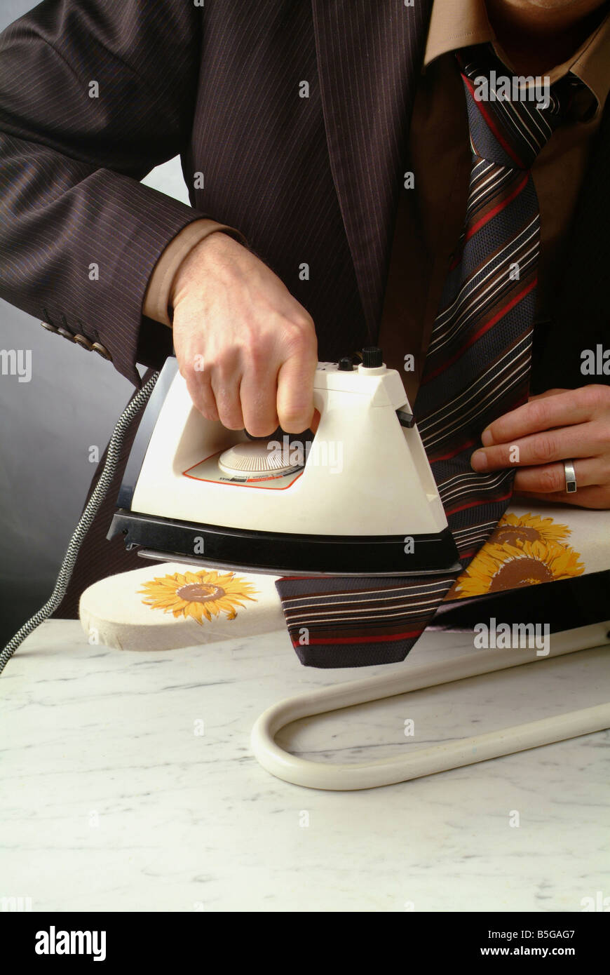 ironing a tie