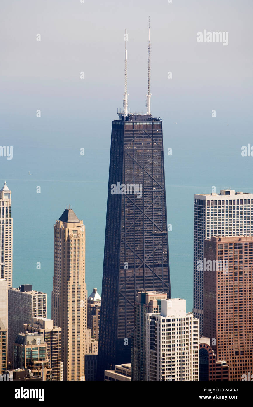 A view of the John Hancock Center and Chicago’s downtown from the Sears Tower Skydeck Stock Photo