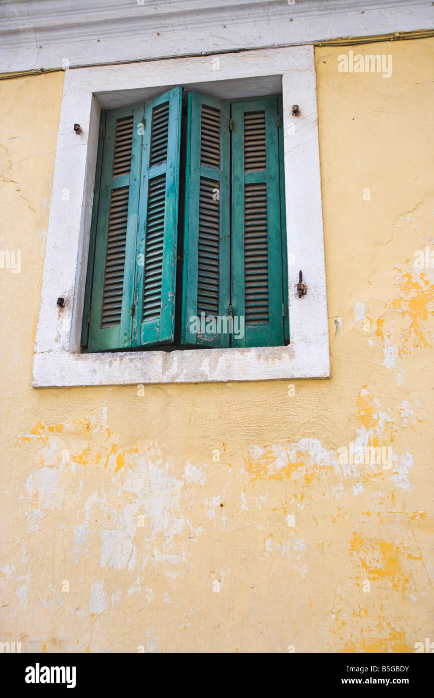shuttered window corfu Stock Photo
