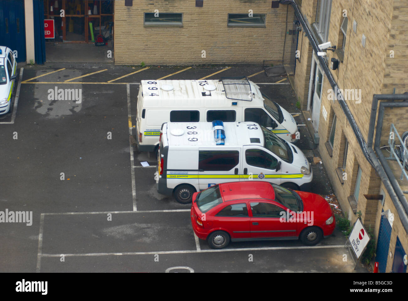 Police car in a West Yorkshire police station Stock Photo