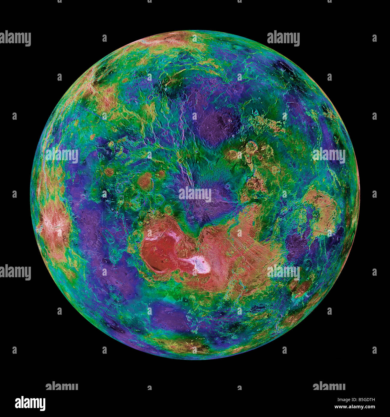 Venus centered on the North Pole. Stock Photo
