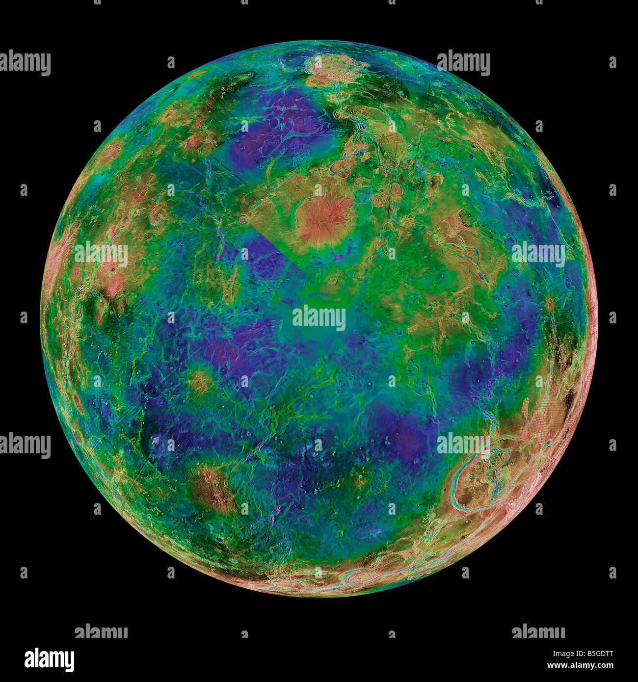 Venus centered on the South Pole. Stock Photo