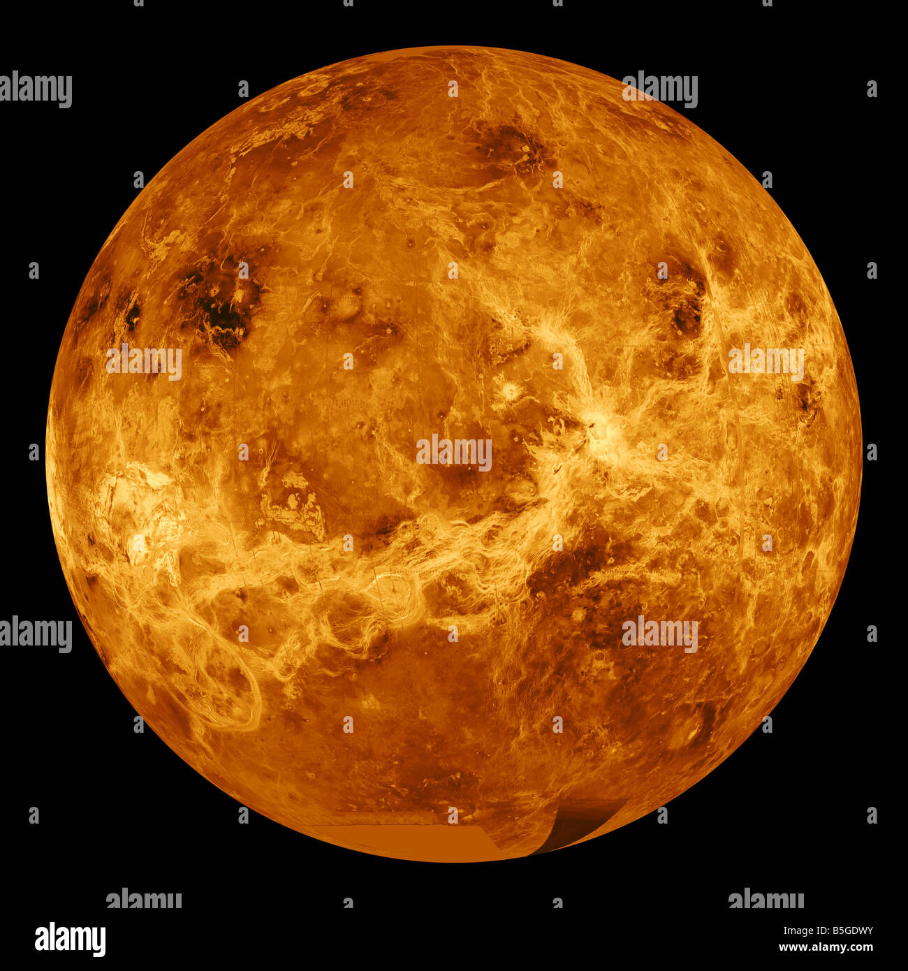 Global view of the surface of Venus. Stock Photo