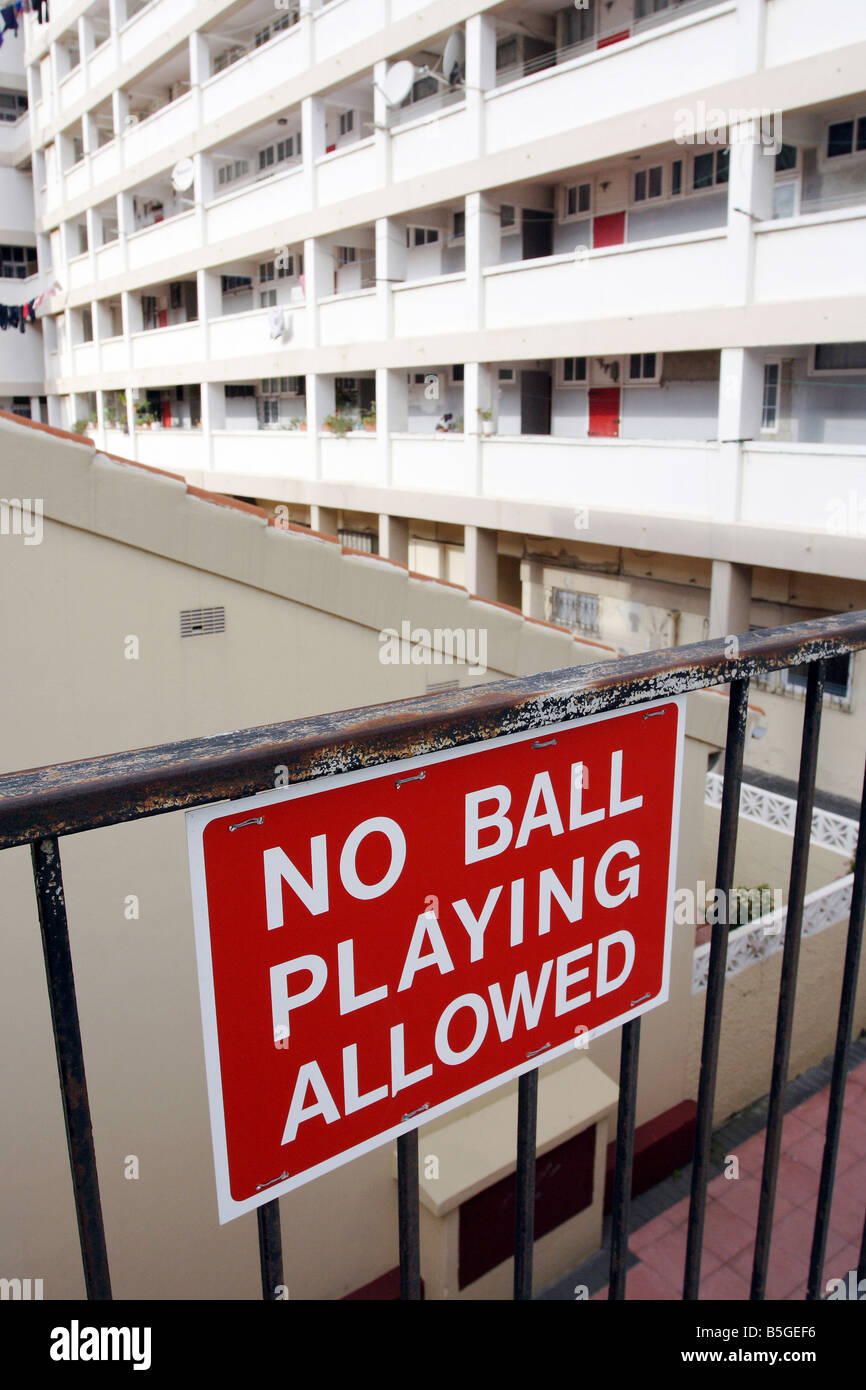 No ball playing allowed sign, Gibraltar Stock Photo