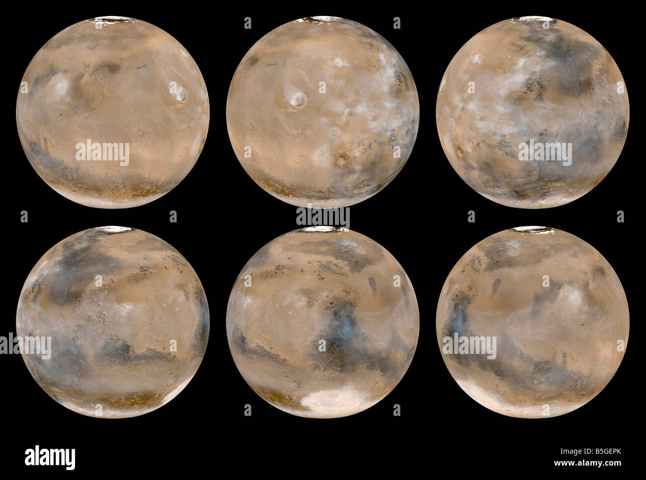 A Mid-Northern Summer/Southern Winter on Mars. Stock Photo