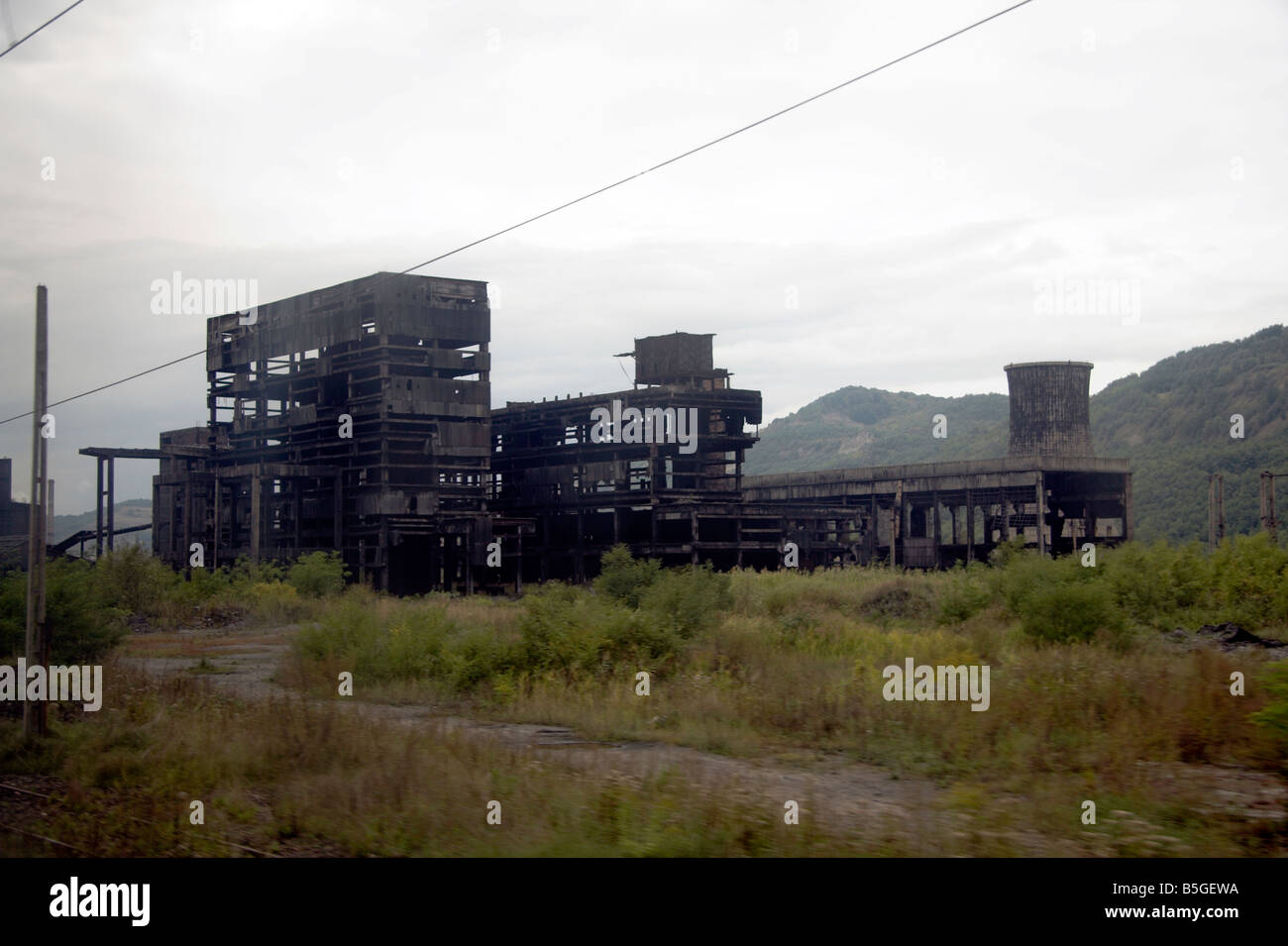 Derelict factory, Sometra, Carbosin, Copsa Mica, Transylvania, Romania Stock Photo