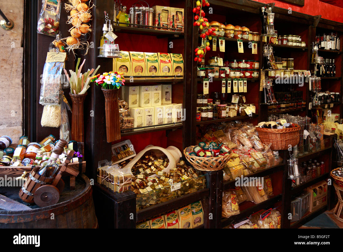 Interior of a food gifts shop in Rome Italy Stock Photo Alamy