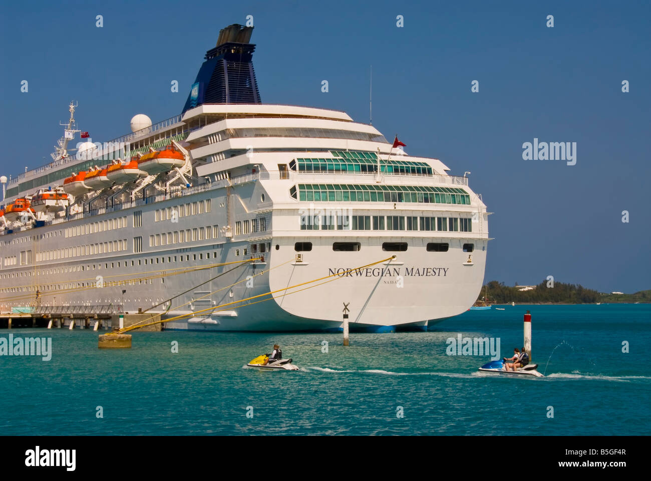 st george town Bermuda cruise ship jet skis Stock Photo
