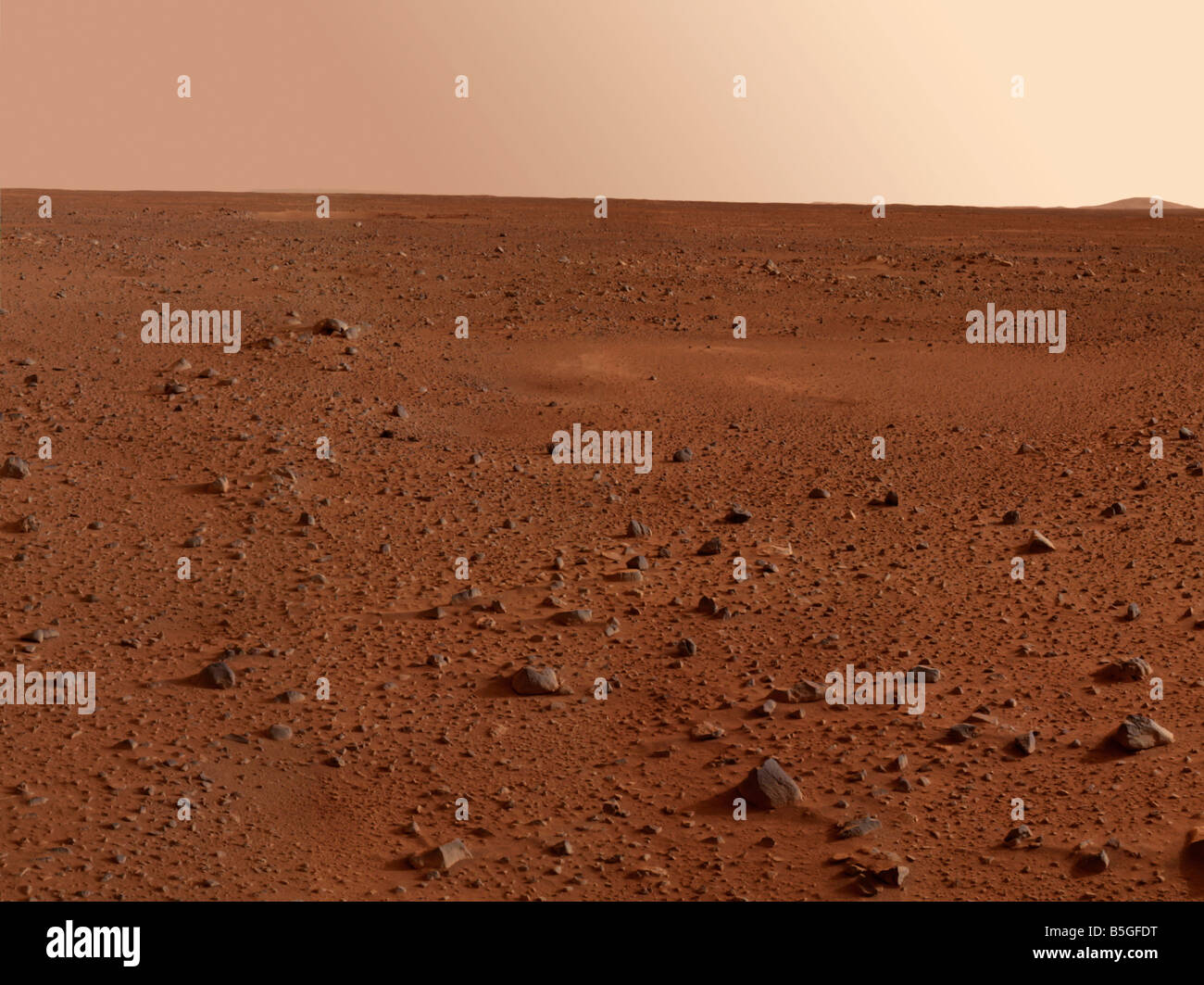 The rocky surface of Mars. Stock Photo