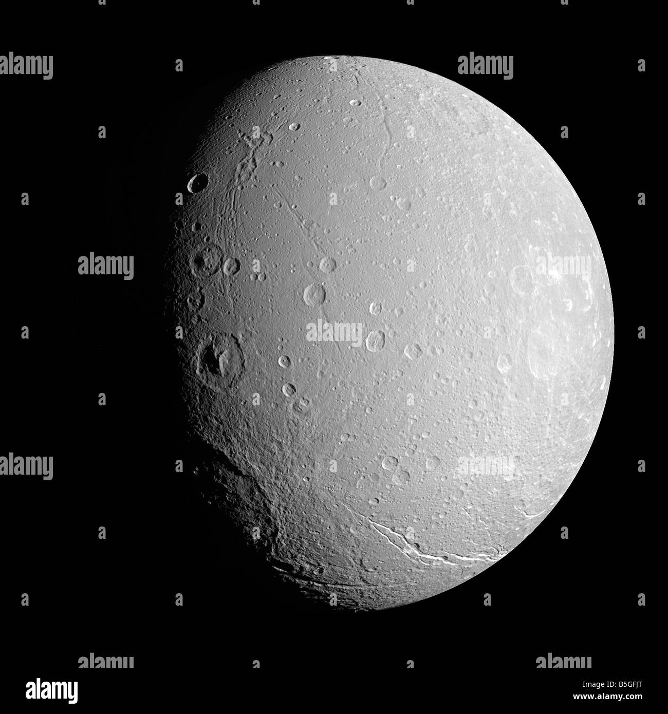 Saturn's moon Dione Stock Photo