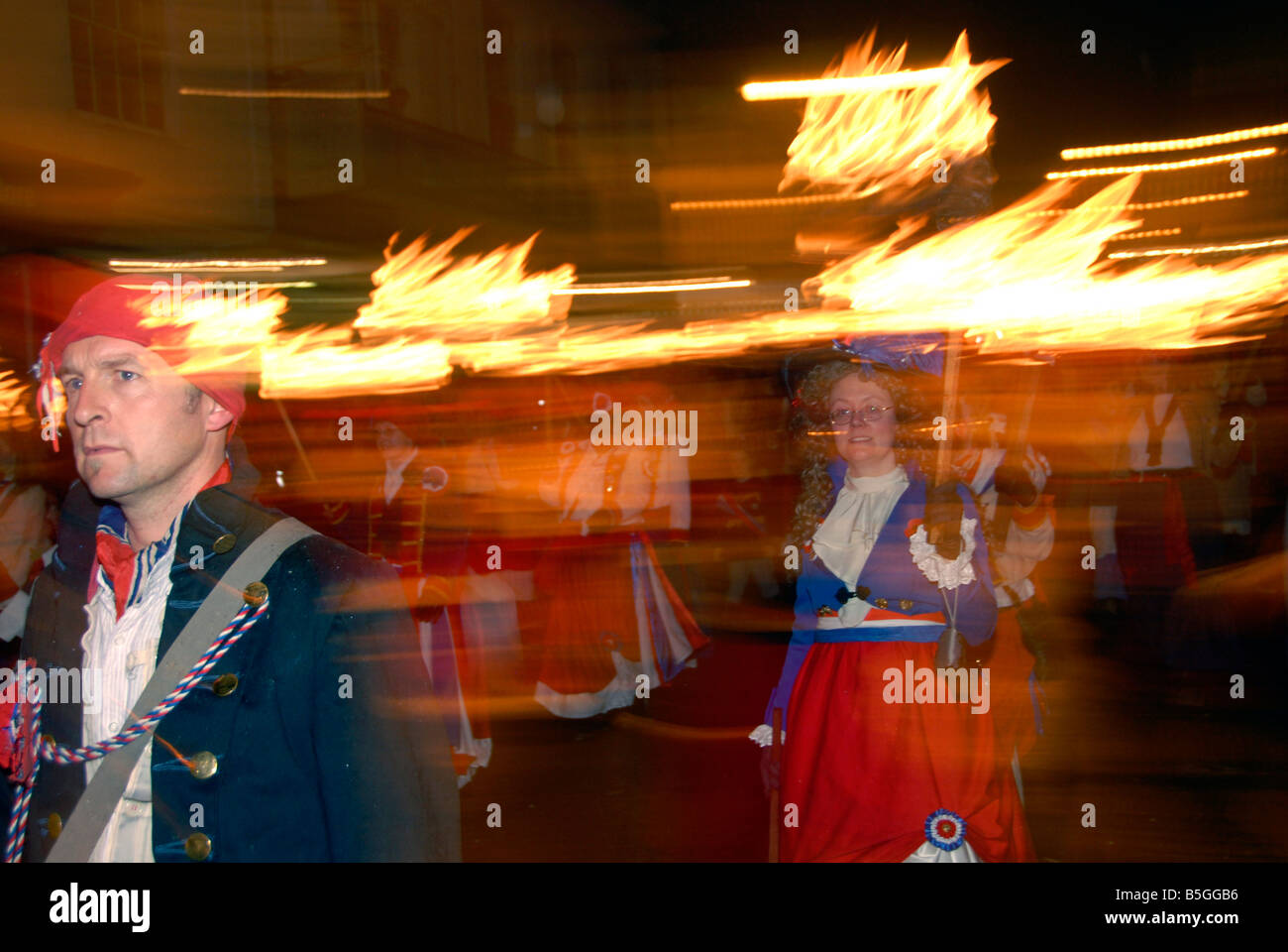 Traditional bonfire night parade in Lewes East Sussex commemorating Guy ...
