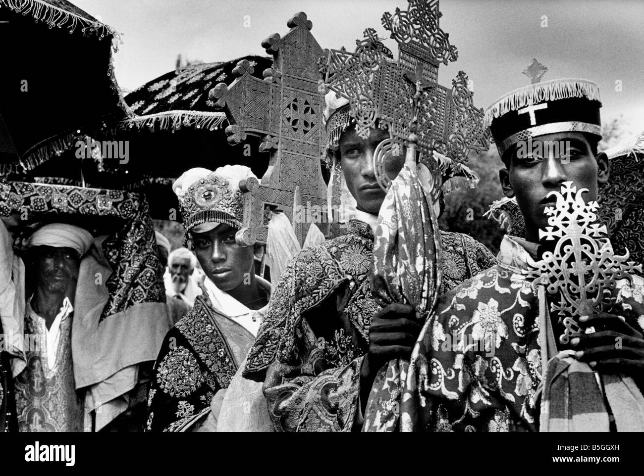 Ethiopian Orthodox pilgrims at Lalibela, Ethiopia Stock Photo