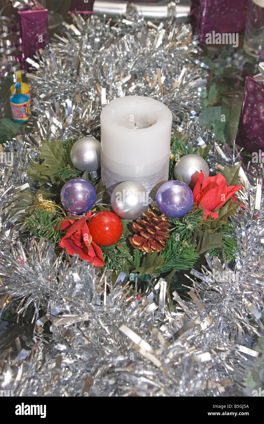 Christmas Xmas Festive Table Decoration Centrepiece Stock Photo