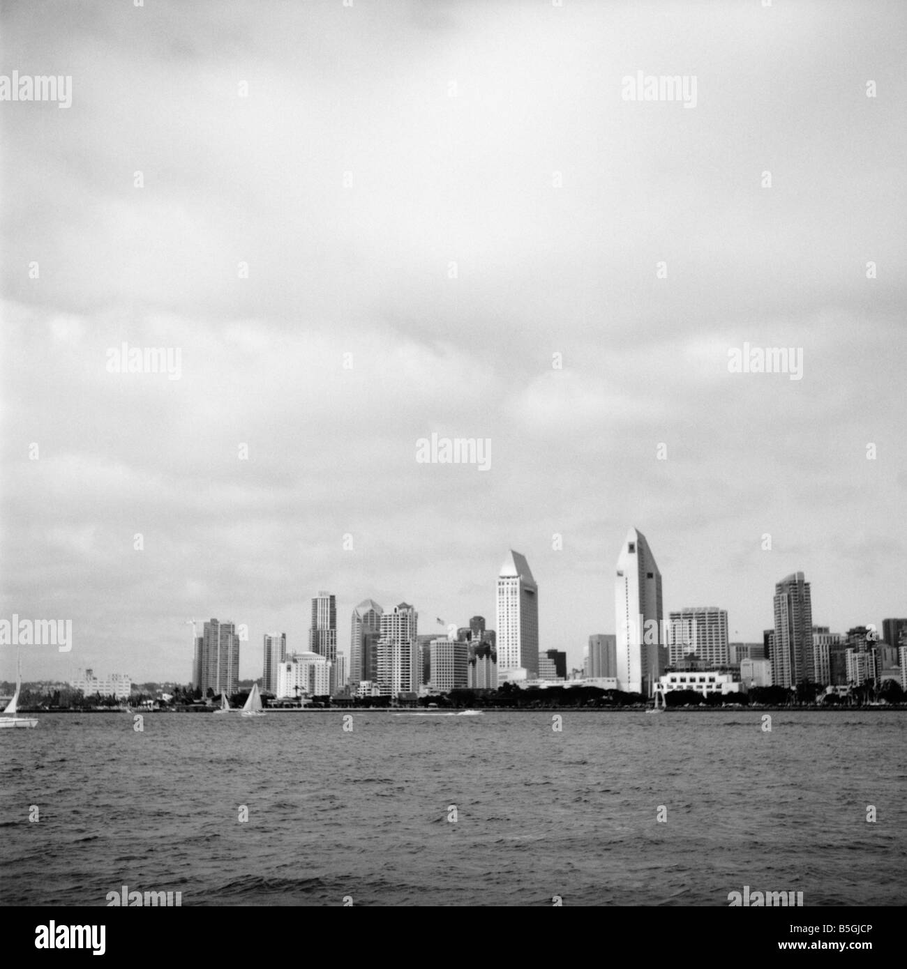 A view of the city of San Diego from Coronado Stock Photo