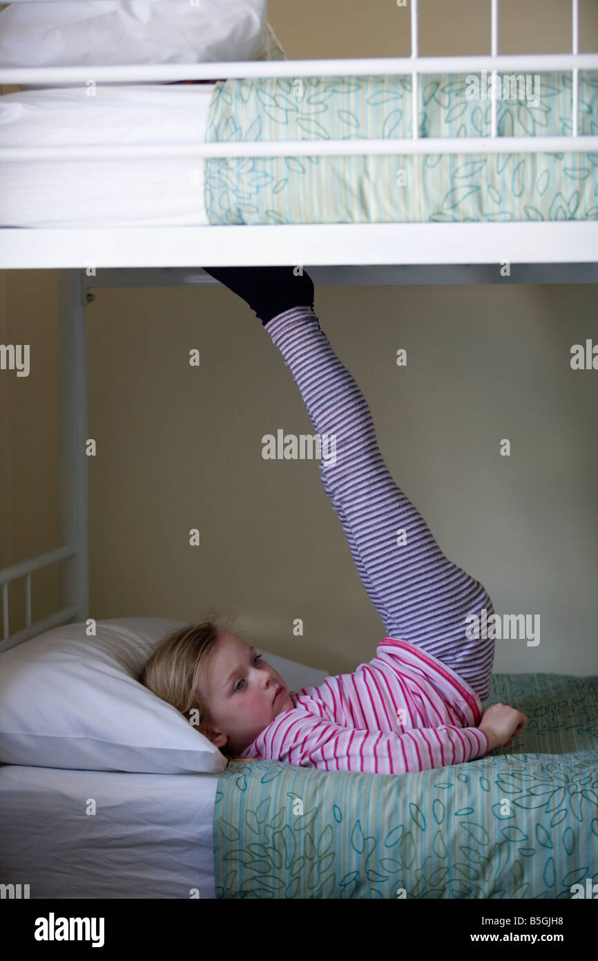 Six Year Old Girl resting on a Bunk Bed Charlotte Pass Snowy Mountains