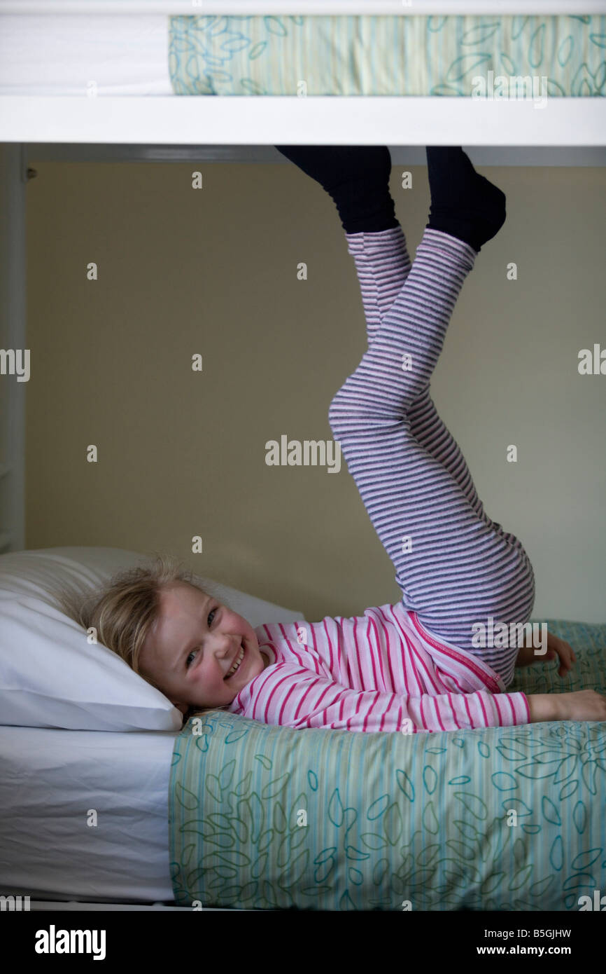 Six Year Old Girl resting on a Bunk Bed Charlotte Pass Snowy Mountains