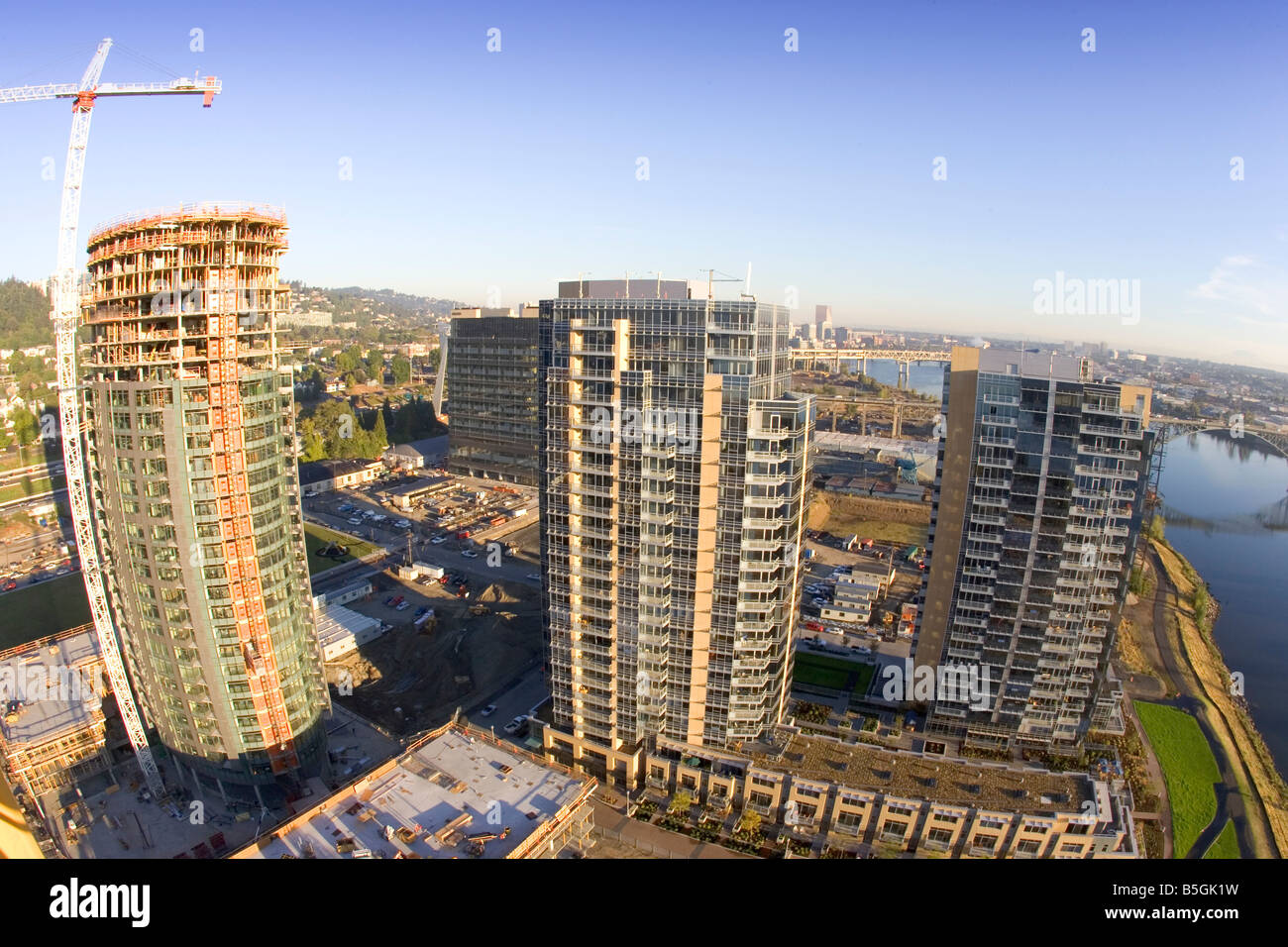 Construction of a high rise residential condo building in Portland