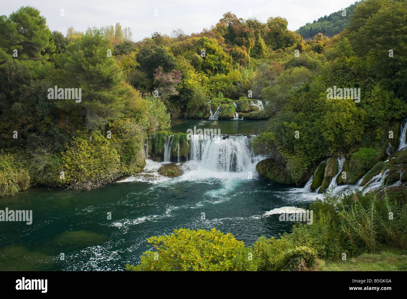 Skradinski Buk waterfalls on the River Krka in autumn sunshine Krka National Park Dalmatia Croatia Europe Stock Photo